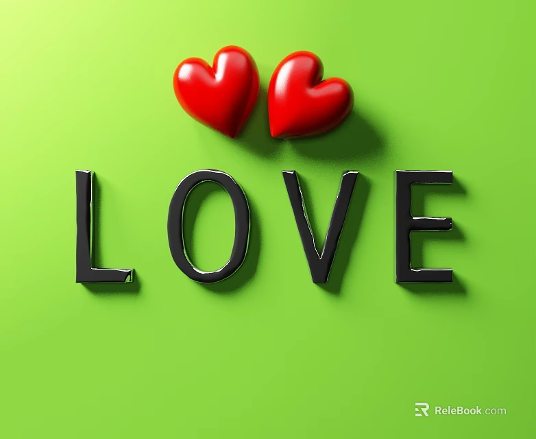 Commercial Love Themed Equipment With Red Hearts And Black Letters Design 3d model 
