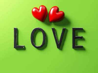 Commercial Love Themed Equipment With Red Hearts And Black Letters Design 3d model