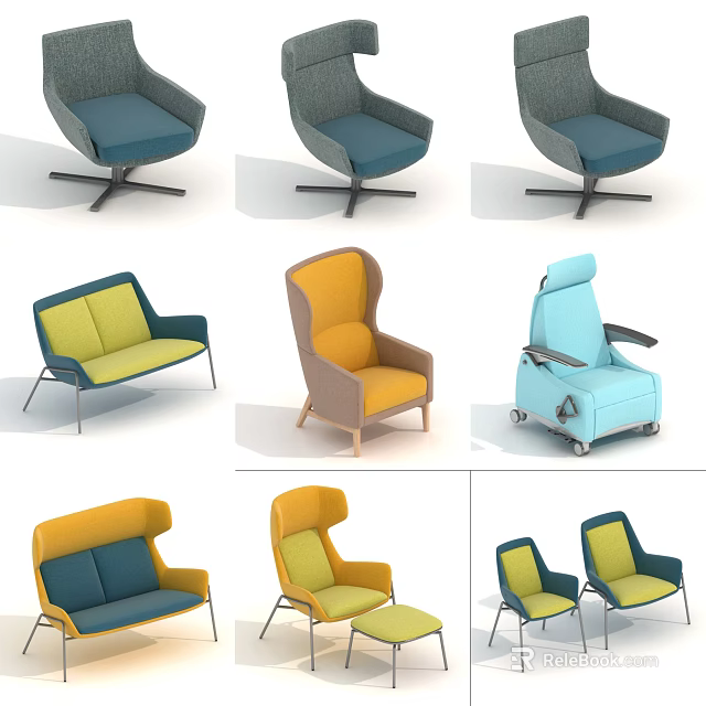 Colorful Single Sofa Designs With Modern Styles And Comfortable Seats 3d model