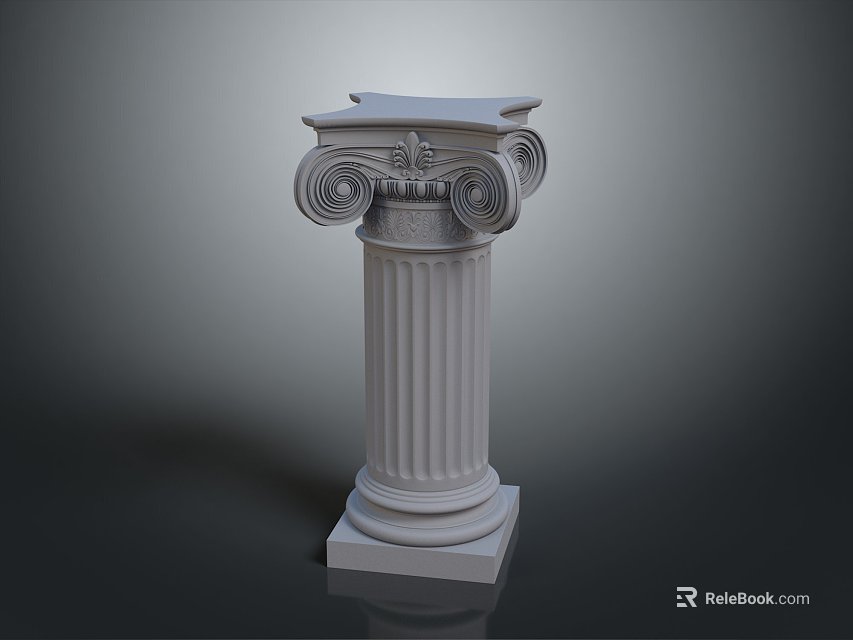 Classical Architectural Landscape Featuring White Corinthian Column With Intricate Capital And Fluted Shaft 3d model 