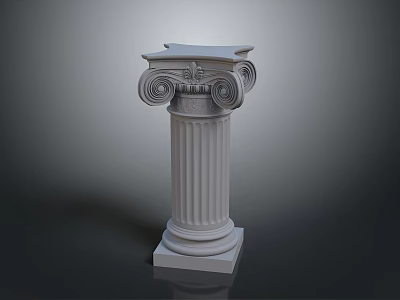 Classical Architectural Landscape Featuring White Corinthian Column With Intricate Capital And Fluted Shaft 3d model