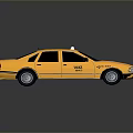 Yellow Taxi Car Exterior With TAXI Sign Black Windows And Roof Light