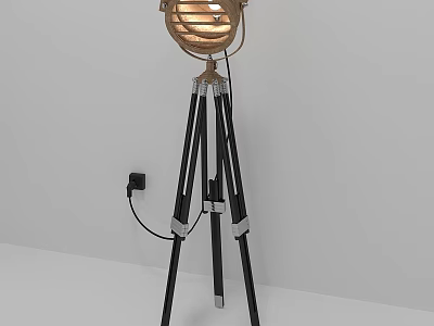 Modern Floor Lamp With Metallic Shade And Black Tripod Stand Design 3d model