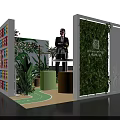 Tobacco and Alcohol Store Exhibition Booth with Green Plants Colorful Shelves