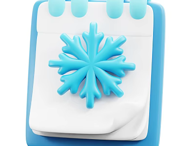 Blue Calendar Shaped Ornament Decor Set With Cute Winter Snowflake Decoration 3d model