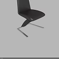 Black Leather Office Chair With Modern Curved Backrest Silver Chrome Metal Legs Design