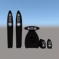 Modern Black Headphones and Speakers Audio Equipment With Sleek Design and Multiple Sizes