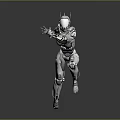 Game Movie Character With White Mecha Suit Silver Black Details Head Antenna Forward Sprinting Pose