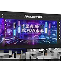 Tencent Themed Event Display With Neon Lights And Futuristic Stage Design