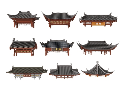 Chinese Eaves Building Components Roof Flying Ridge Cornice Line Tiles Eaves Ridge 3d model