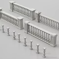 Decorative Stone Balustrades with Various Baluster Designs and Architectural Components 3d model