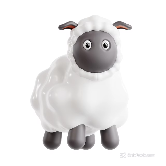 Cute Plush Toy Sheep With White Wool And Gray Face Legs Design 3d model 