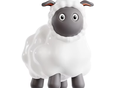 Cute Plush Toy Sheep With White Wool And Gray Face Legs Design 3d model