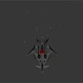 Futuristic Spacecraft With Sleek Gray Design Red Accents And Blue Light Particles