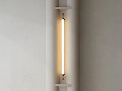 Modern Minimalist Wall Light With Long Tube And Metal Frame On White Wall 3d model