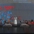 Modern Bar Interior Design With Red Leather Seats Bar Counter And Lighting Decor