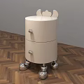 Elegant White Bedside Table With Two Drawers Silver Knobs And Metal Legs 3d model
