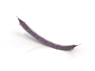 Traditional Purple Water Vehicle With Decorative Patterns And Long Curved Shape 3d model