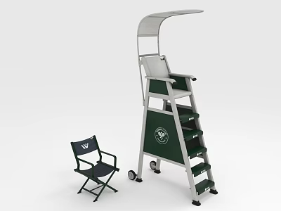 Outdoor Chairs Featuring Folding Chair And Elevated Canopy Seat With Steps Wheels And Logo 3d model