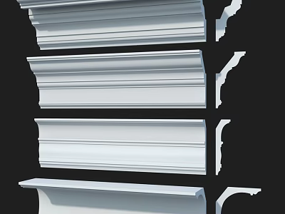 White Decorative Architectural Components With Various Moulding Design Styles 3d model