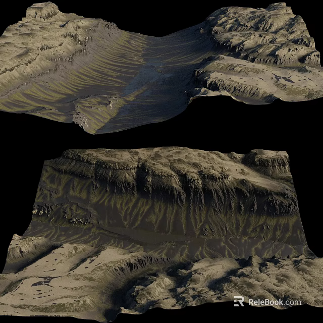 Scenic Mountainous Landscape With Rocky Terrain Layered Cliffs And Natural Formations 3d model 