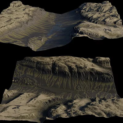 Scenic Mountainous Landscape With Rocky Terrain Layered Cliffs And Natural Formations 3d model