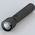 Sleek Black Flashlight With Smooth Surface Switch And LED Light Head 3d model