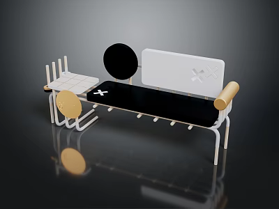 Modern Geometric Decorative Ornament Set With Black White Gold For Home Table Decor 3d model