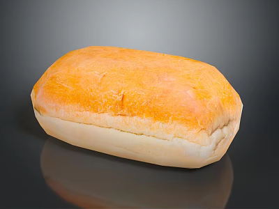 Fresh Golden Crusty Bread Loaf With Soft Interior On Black Surface 3d model