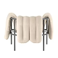Modern Gray Leisure Chair With Curved Padded Seat And Metal Frame