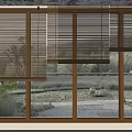 Bamboo Window Blinds Filtering Natural Light For Indoor Outdoor Scenery 3d model