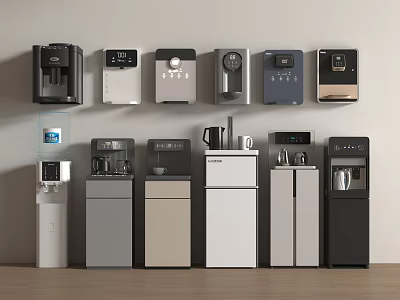 Various Modern Daily Electrical Appliances Wall Mounted And Floor Standing Water Dispensers Coffee Makers 3d model