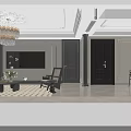 Modern Dining and Living Room Interior Design With Pendant Light Dining Table and Decorative Screen
