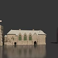 Ancient Stone Architecture Featuring Round Tower Square Tower And Pointed Arch Windows 3d model