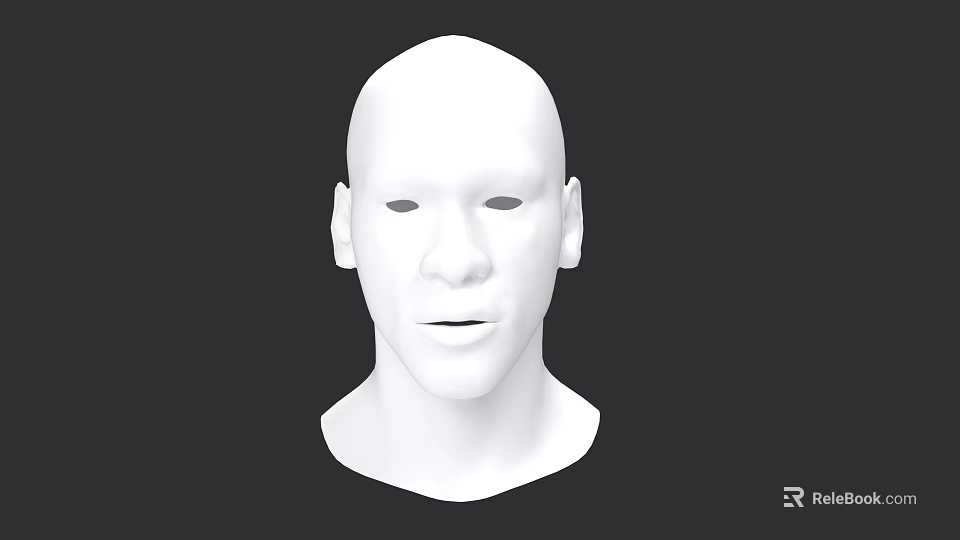 Man White Head 3D Model With Minimal Design And Black Background 3d model 