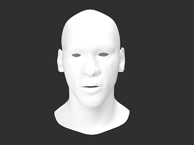 Man White Head 3D Model With Minimal Design And Black Background 3d model