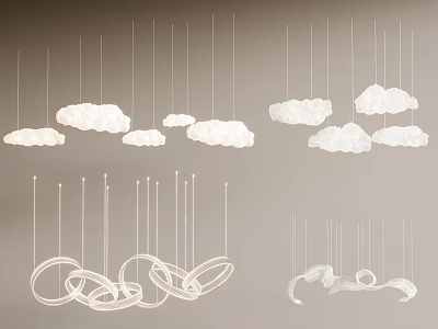 Modern Chandeliers With Cloud Shaped Circular Rings And Spiral Interior Designs 3d model