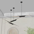 Modern Black Gold Geometric Pendant Lights Hanging In Minimalist Living Room Ceiling Interior