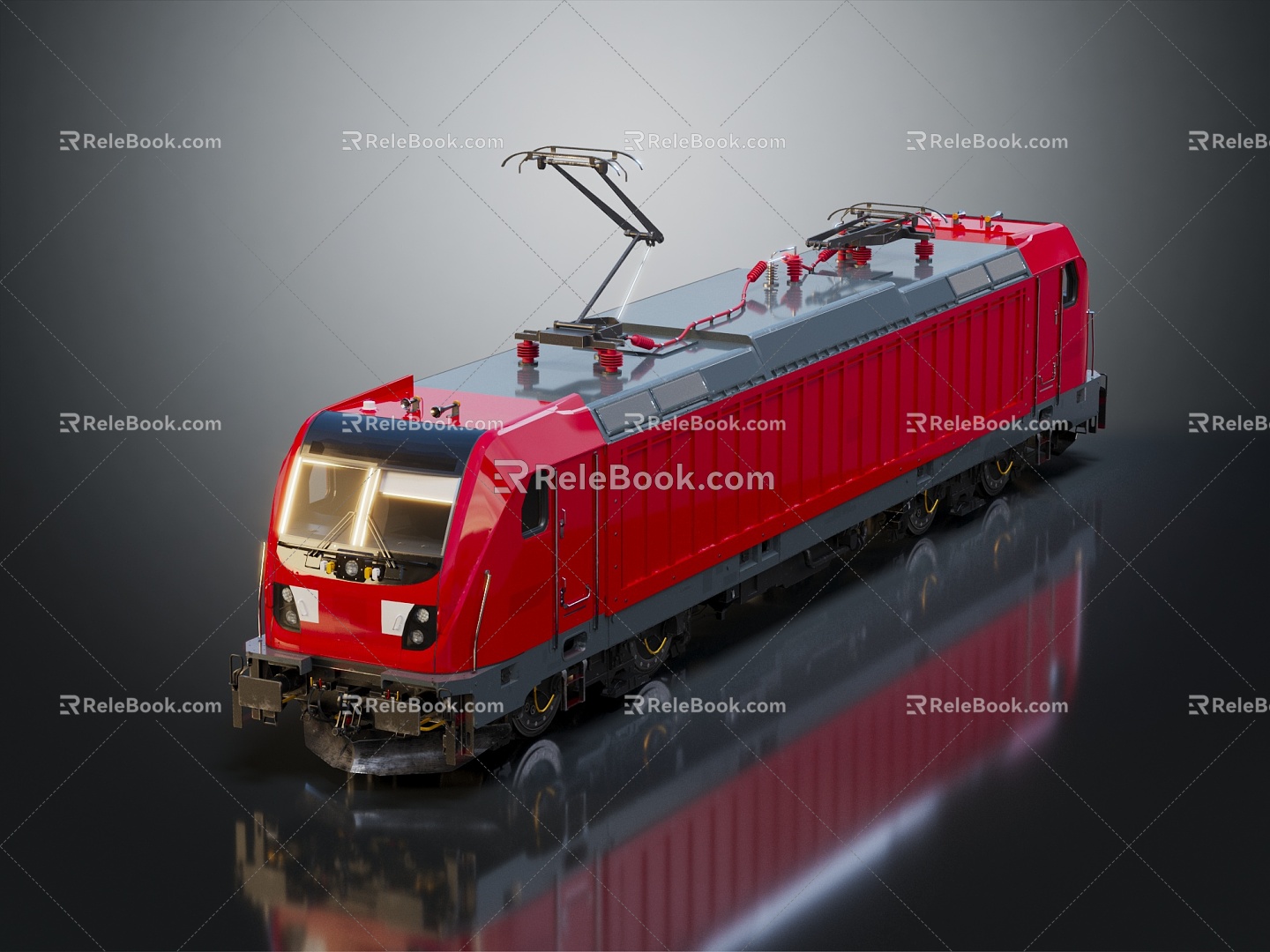 Modern tram electric rail car large electric rail passenger car 3d model