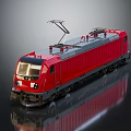 Modern Red Electric Train With Streamlined Body And Roof Pantograph Design