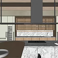 Modern Kitchen Interior With Stylish Wooden Cabinets And Marble Countertop Island