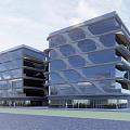 Modern Curved High Rise Apartment Building With Glass Facade Balconies And Ocean View Sunset Sky