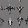 Anime Style Game And Movie Characters With Diverse Mechanical Outfits And Designs