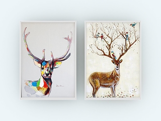 Nordic Animal Painting Decorative Painting 3d model