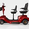 Red Two Seater Mobility Scooter With Black Seats Front Basket And Electric Design