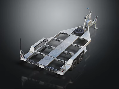 Sturdy Metal Trailer Chassis Frame Structure With Wheels And Transport Components 3d model