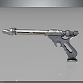 Futuristic Sci-Fi Weapon Silver Metallic Gun Design With Reflective Barrel And Grip