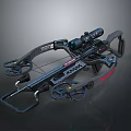 Black Tactical Compound Bow With Scope And Modern Hunting Design 3d model
