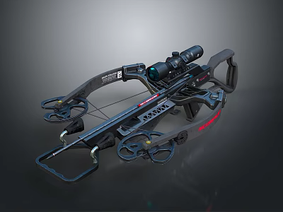 Black Tactical Compound Bow With Scope And Modern Hunting Design 3d model