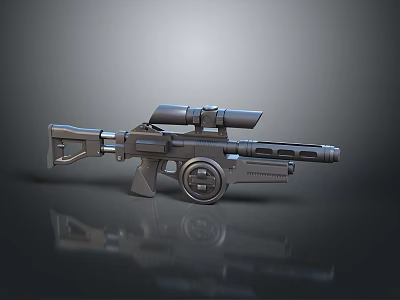 Futuristic Sci-Fi Rifle with Metallic Scope and Detailed Structure 3D Rendered Weapon Model 3d model